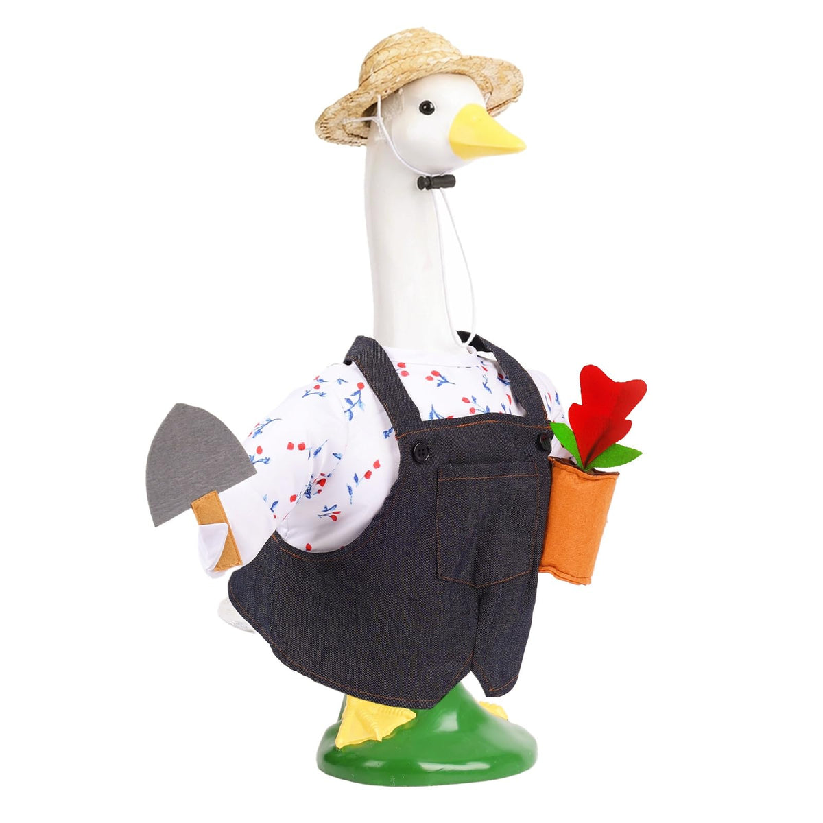 Pextian Spring Goose Outfit with flower pot boosts porch charm