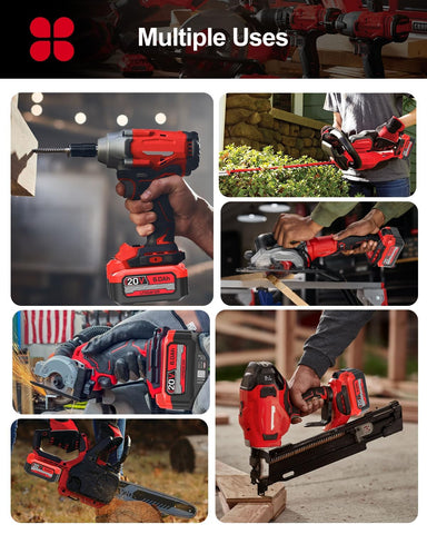 PEYESTEN 20V battery charging compatibility image signals quick recharge readiness.