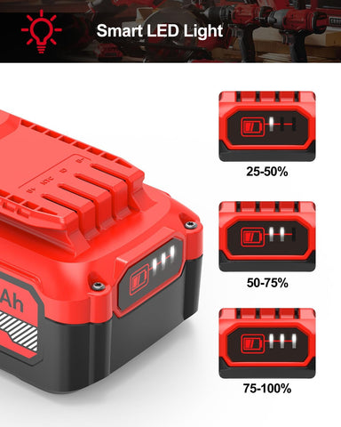 PEYESTEN Craftsman 20V battery side design emphasizes durable pack construction.
