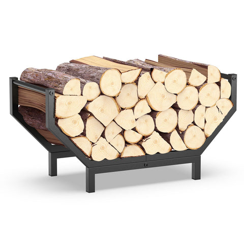 Peyulia firewood rack front view shows large capacity for indoor or outdoor use