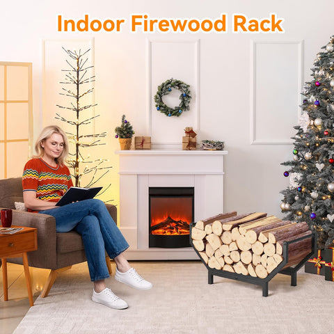 Peyulia firewood rack side view highlights robust 3mm steel frame