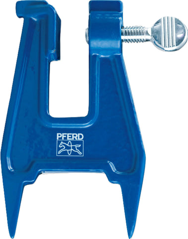 PFERD chainsaw bar filing vise in outdoor use for field sharpening