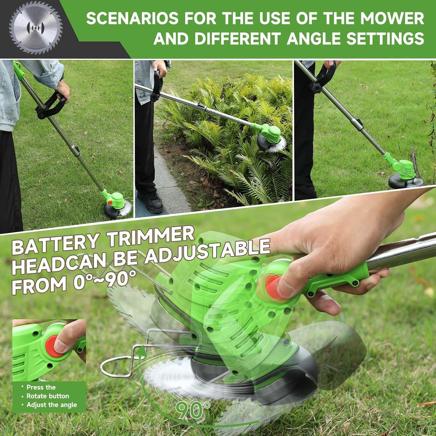 PFYELYI all-in-one blade set adapts to light weeds or heavy brush.
