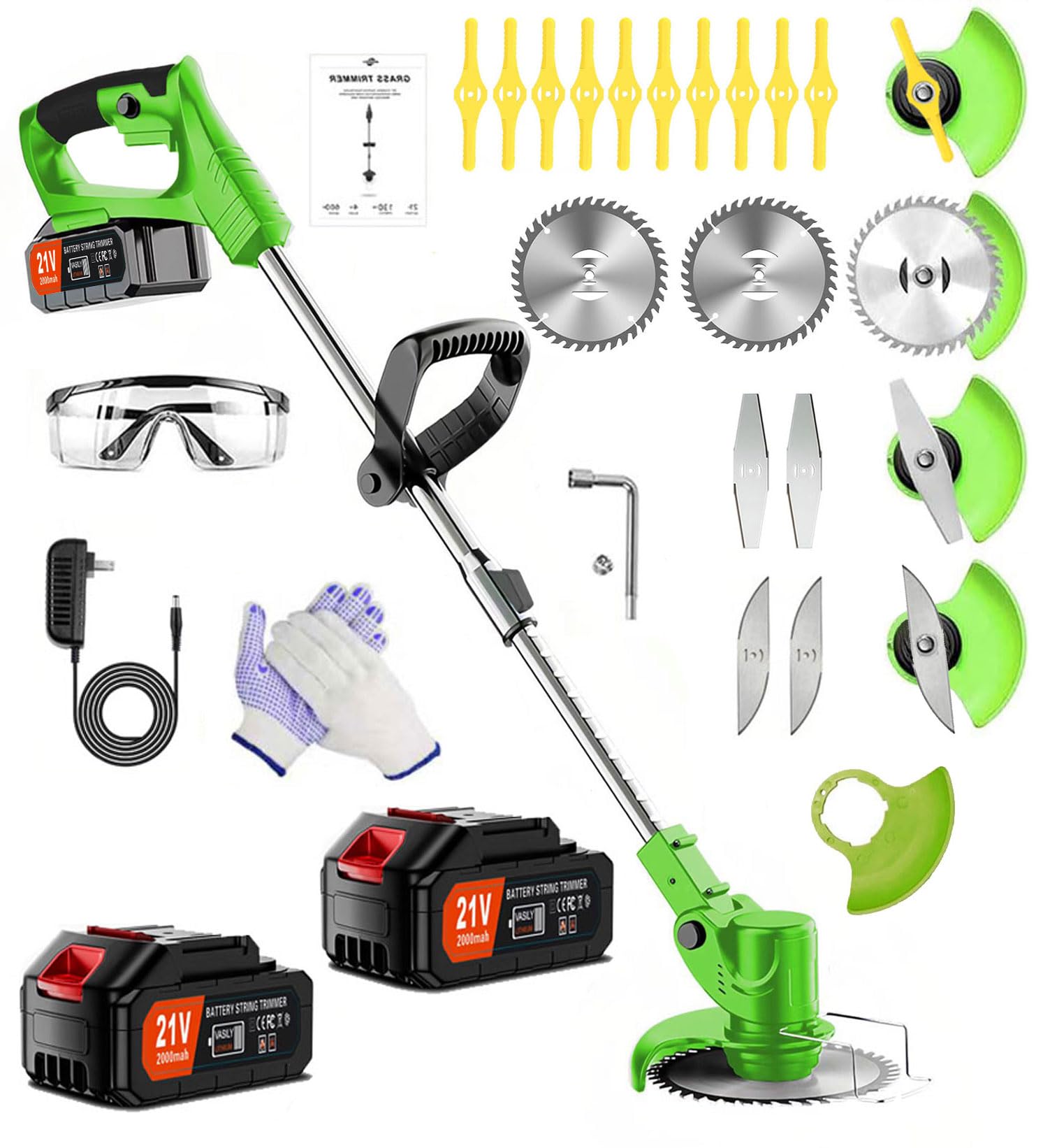 PFYELYI cordless weed wacker with dual batteries powers uninterrupted trimming.
