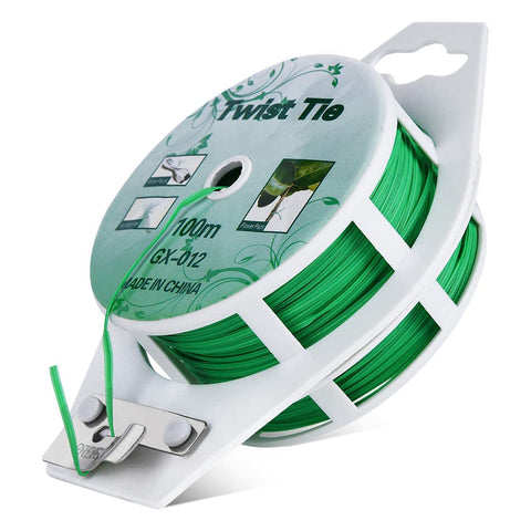 PGarden-EZ twist ties 328ft coated green spool for durable, discreet plant support.