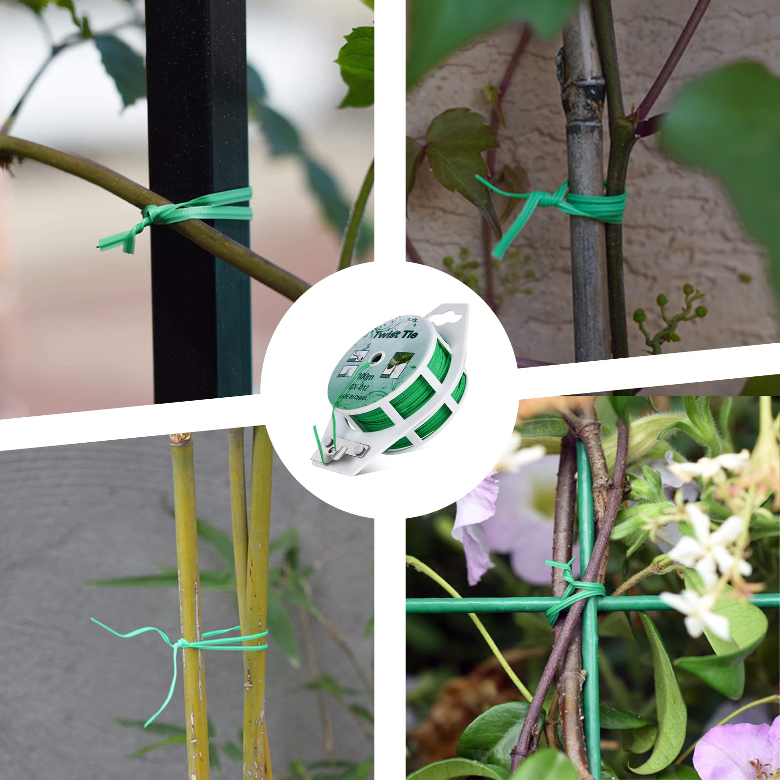 PGarden-EZ vines and shrubs stay neat with discreet green binding in garden.