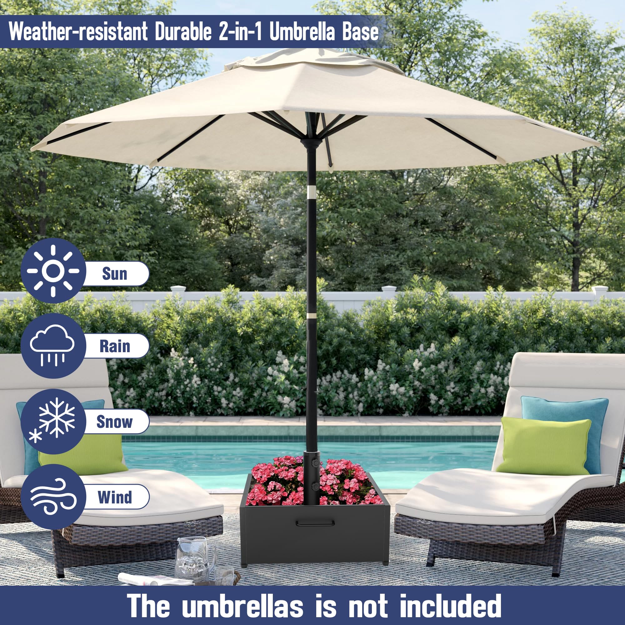 PGGP durable base suitable for patios, decks, gardens, poolside, and lawns