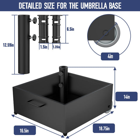 PGGP fillable umbrella base with planter capacity up to 200 lb for versatile outdoors