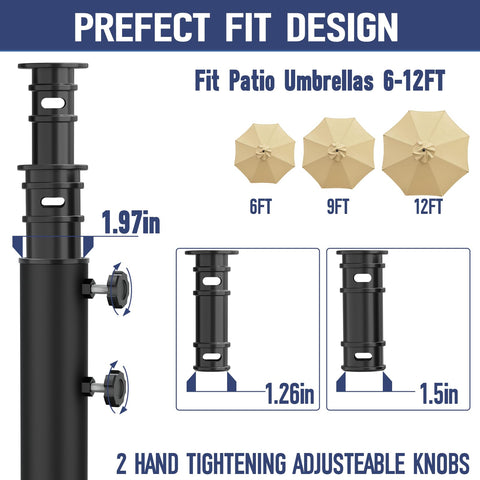 PGGP outdoor umbrella stand in powder-coated steel resists rust for lasting outdoor use