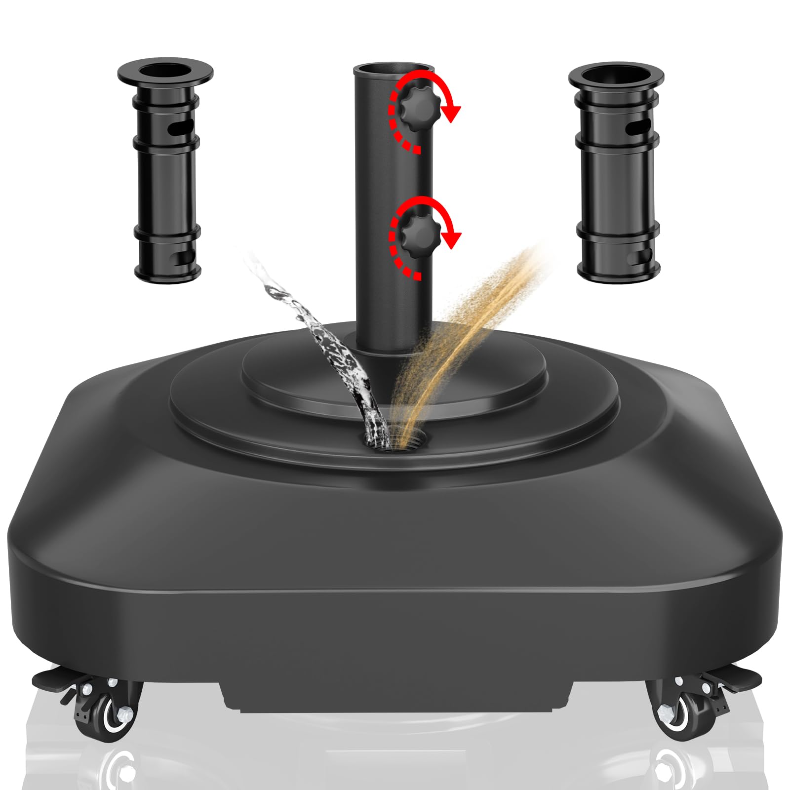 PGGP patio umbrella base with wheels for easy movement and placement