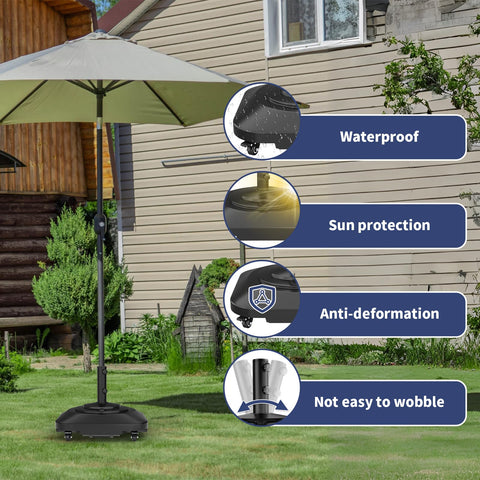 PGGP base fits multi-sized umbrellas with adjustable sleeves and knobs