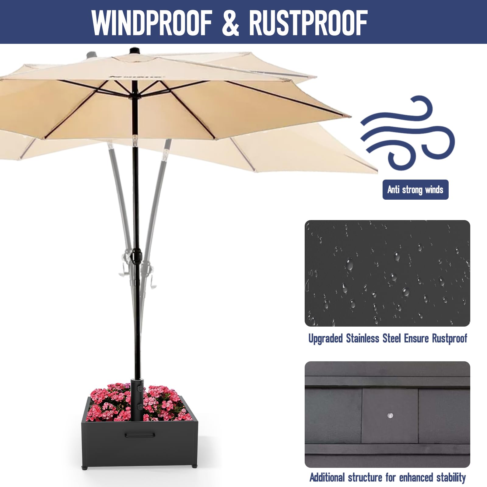 PGGP base doubles as planter with added weight for wind stability