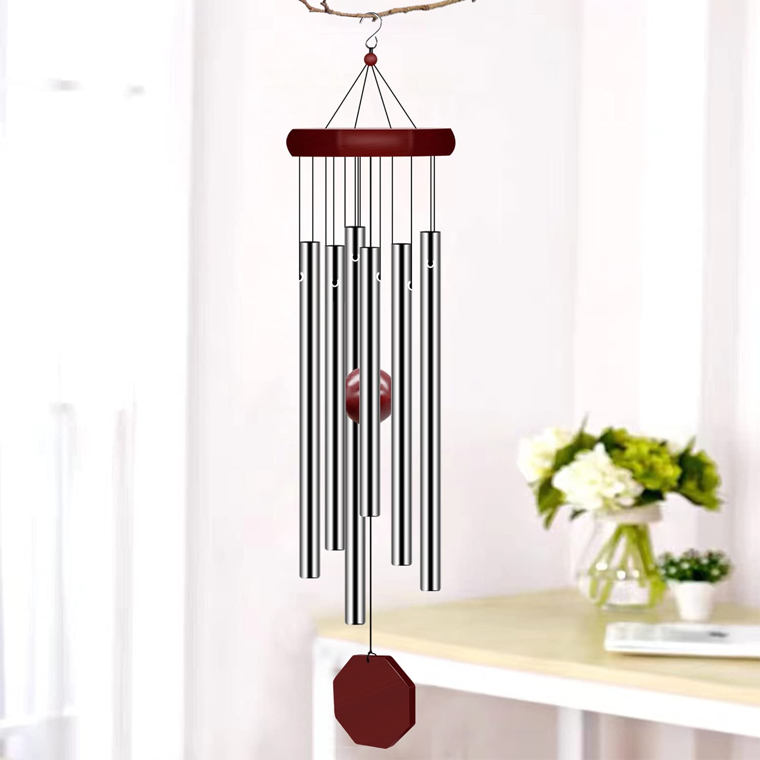 Pgzsy memorial wind chimes as living room décor for indoor display.