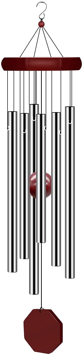 Pgzsy memorial wind chimes outdoors with six tuned tubes for a peaceful deep tone.