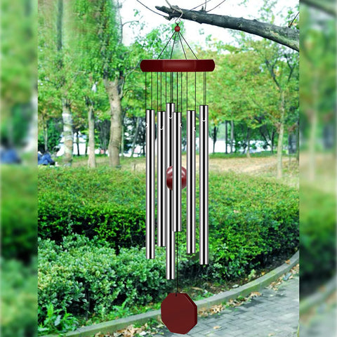 Pgzsy six-tuned-tubes wind chime enhances yard ambience with gentle echoes.