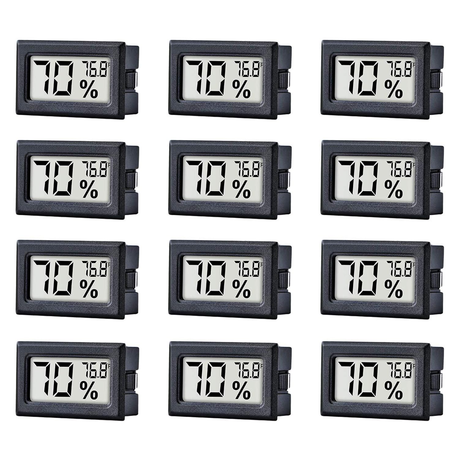 PGZSY twelve-pack digital thermometer hygrometer front display for precise indoor readings