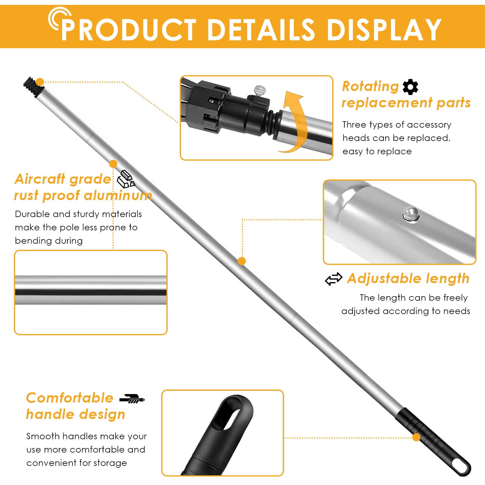 Phaniteces recessed screws lock the rod to prevent slippage