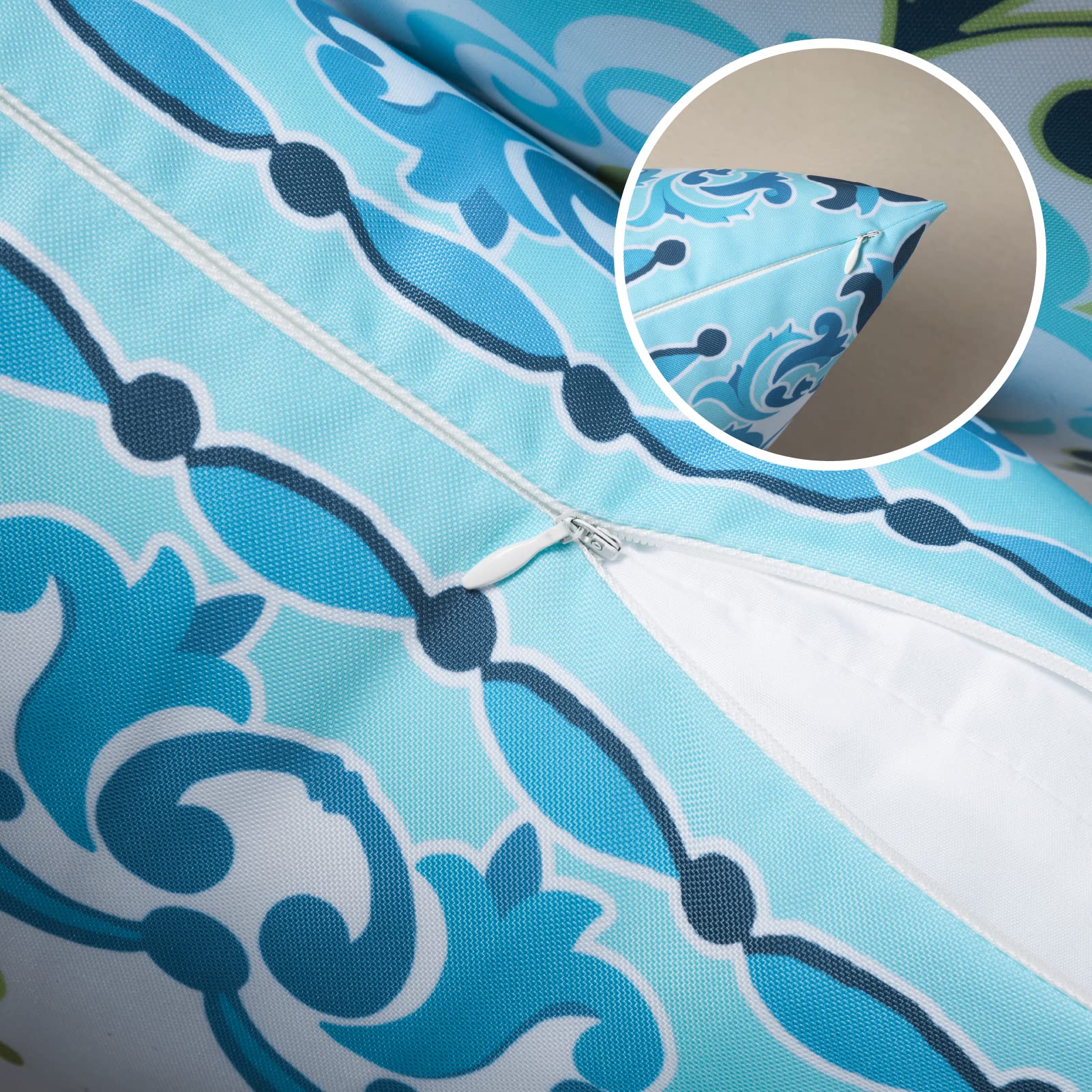 Phantoscope blue-green colorway pairs with outdoor furniture and indoor spaces