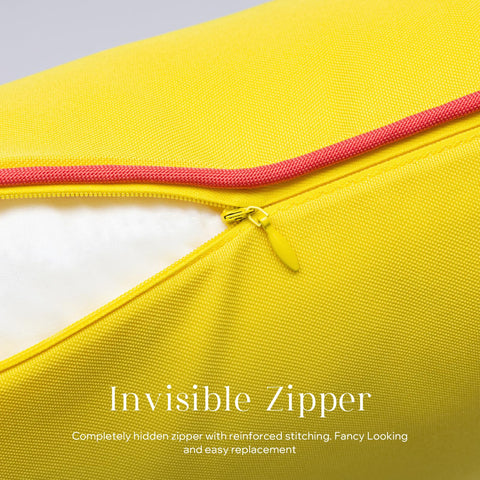 Phantoscope lemon yellow pillow cover hidden zipper detail close-up