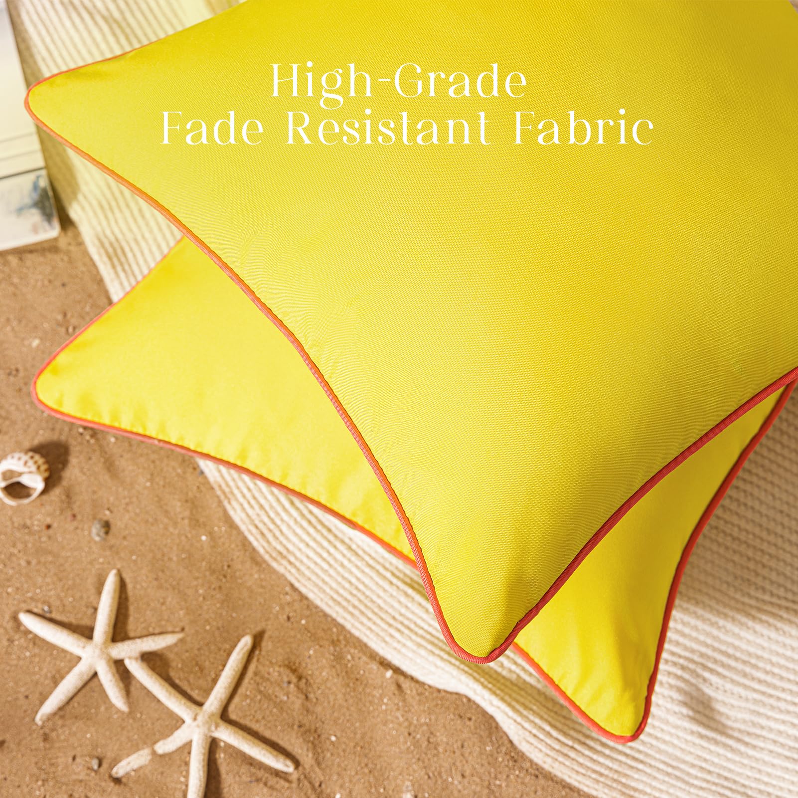 Phantoscope lemon yellow pillow cover outdoor patio décor setup