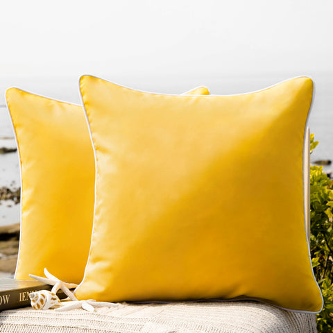 Phantoscope yellow outdoor pillow cover protecting 18x18 cushions with waterproof coating.