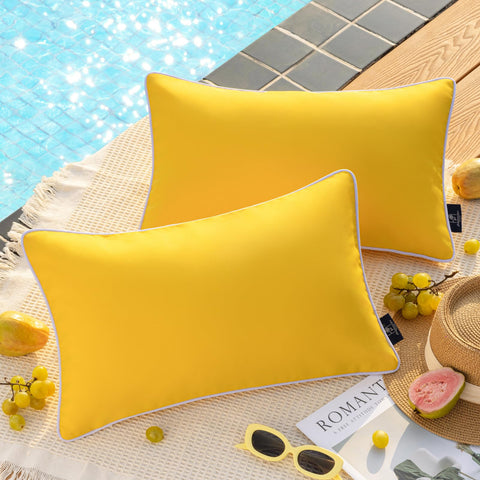 Phantoscope outdoor yellow pillow cover front view, weather-ready patio décor.