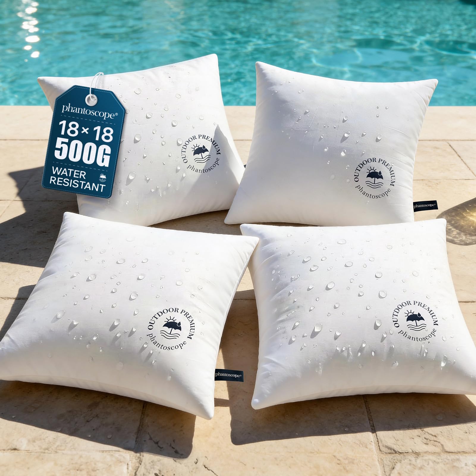 Phantoscope outdoor pillow insert 4-pack waterproof front view for patios