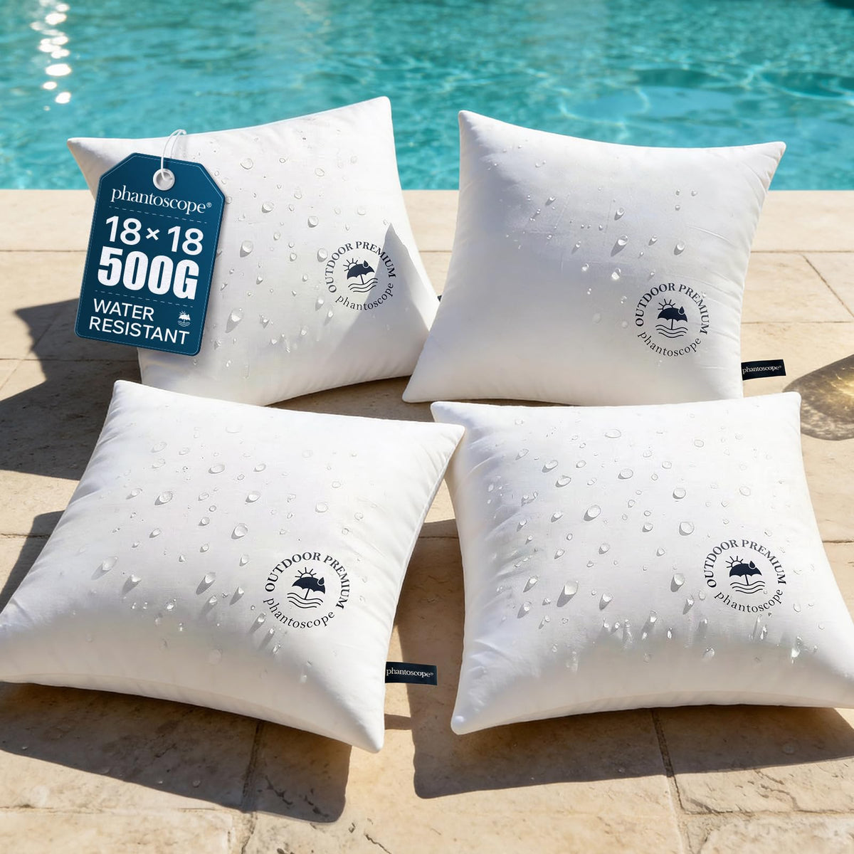 Phantoscope outdoor pillow insert 4-pack waterproof front view for patios