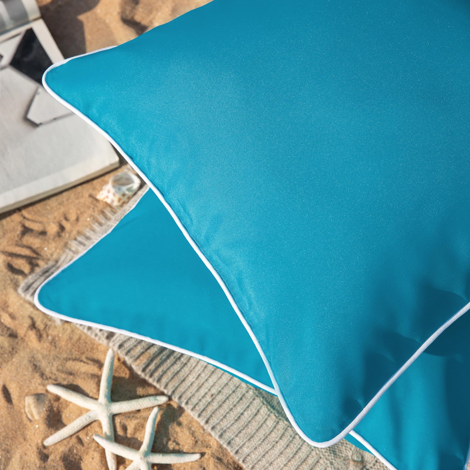 Phantoscope teal outdoor pillow cover fade-resistant fabric for lasting color outdoors.