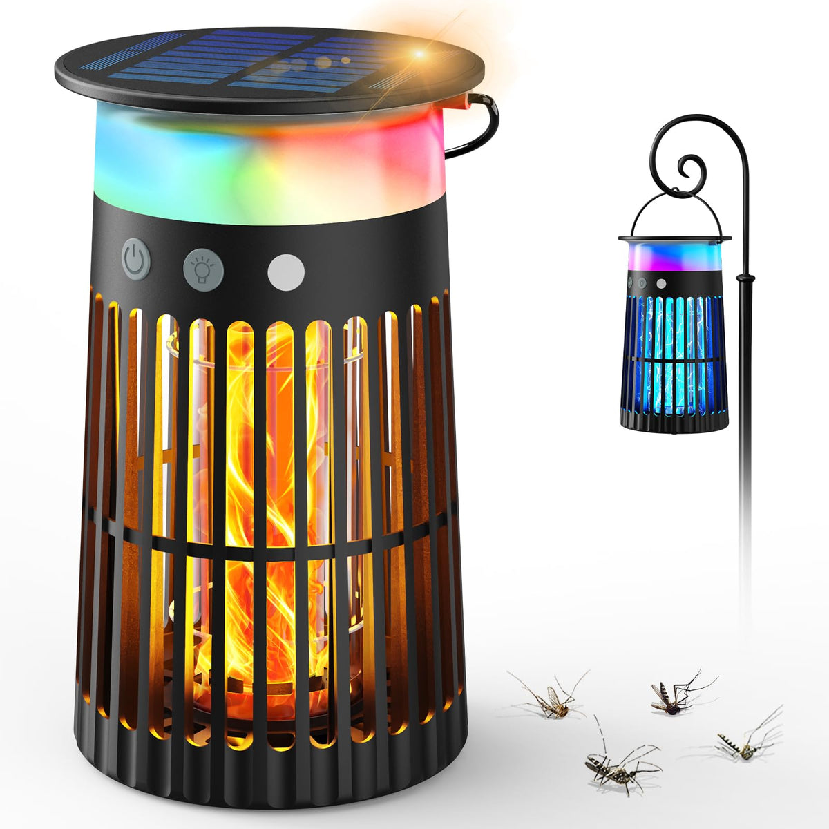 PhatroyYee Solar Bug Zapper Outdoor front view, compact design ideal for patios and small backyards.