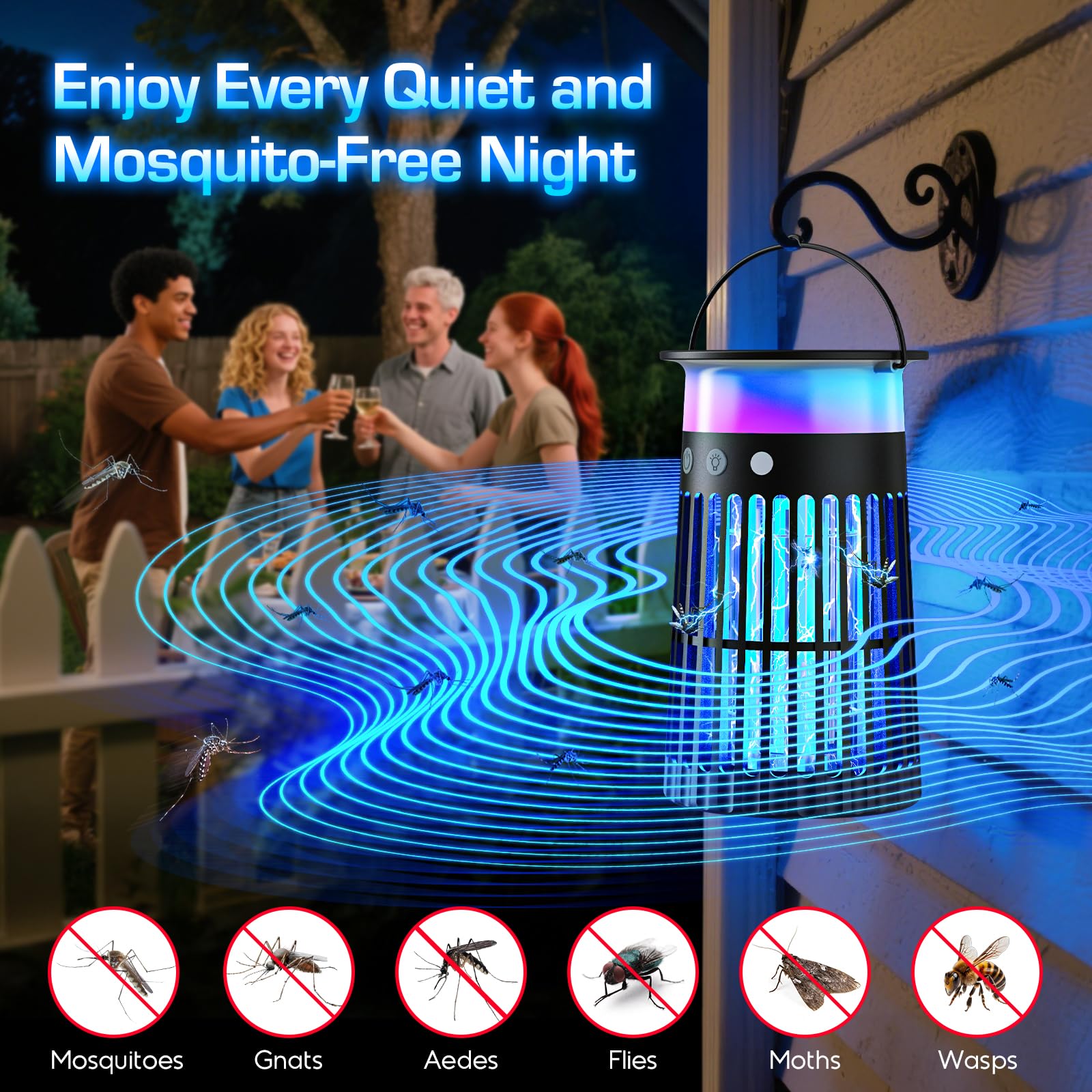 PhatroyYee Solar Bug Zapper Outdoor IPX5 waterproof for versatile outdoor use.