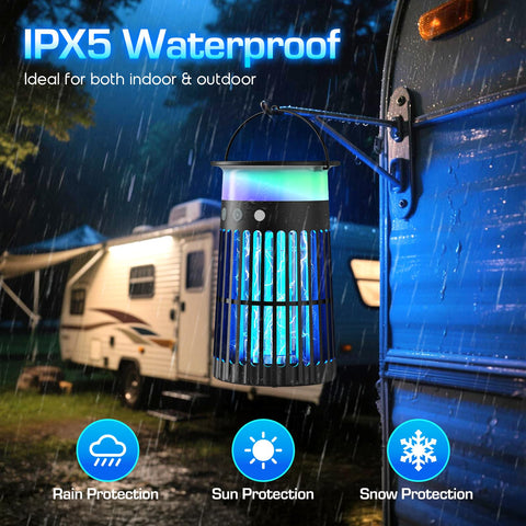 PhatroyYee Solar Bug Zapper Outdoor covers up to 2,100 sq ft of space.