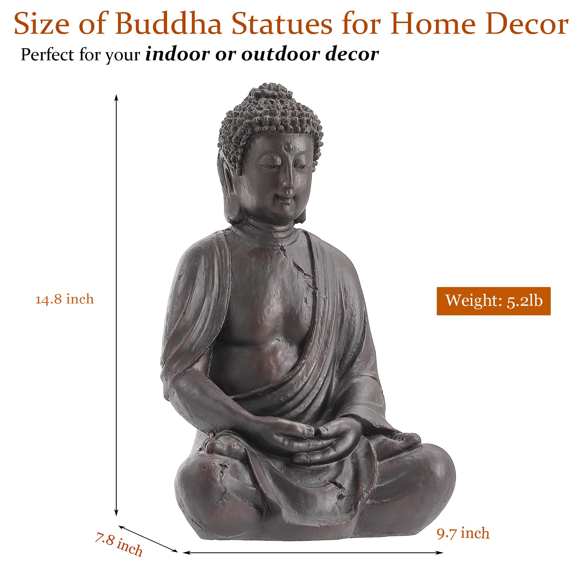 Phaxth garden Buddha statue in imitation stone look enhances yard aesthetics.