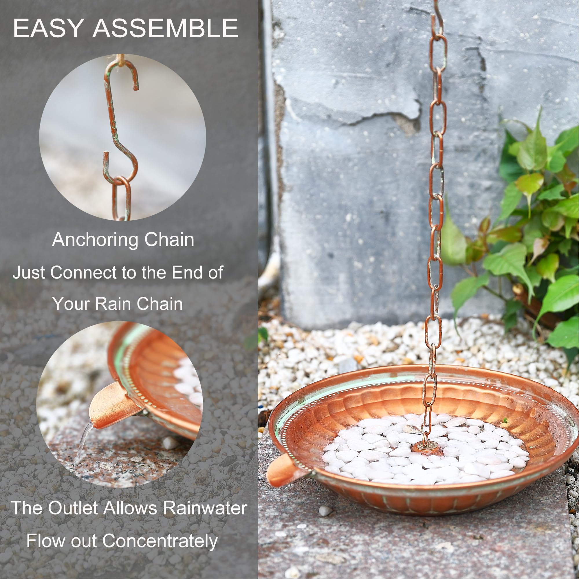 Phaxth matte coppery finish adds elegant, rust-resistant garden accent.