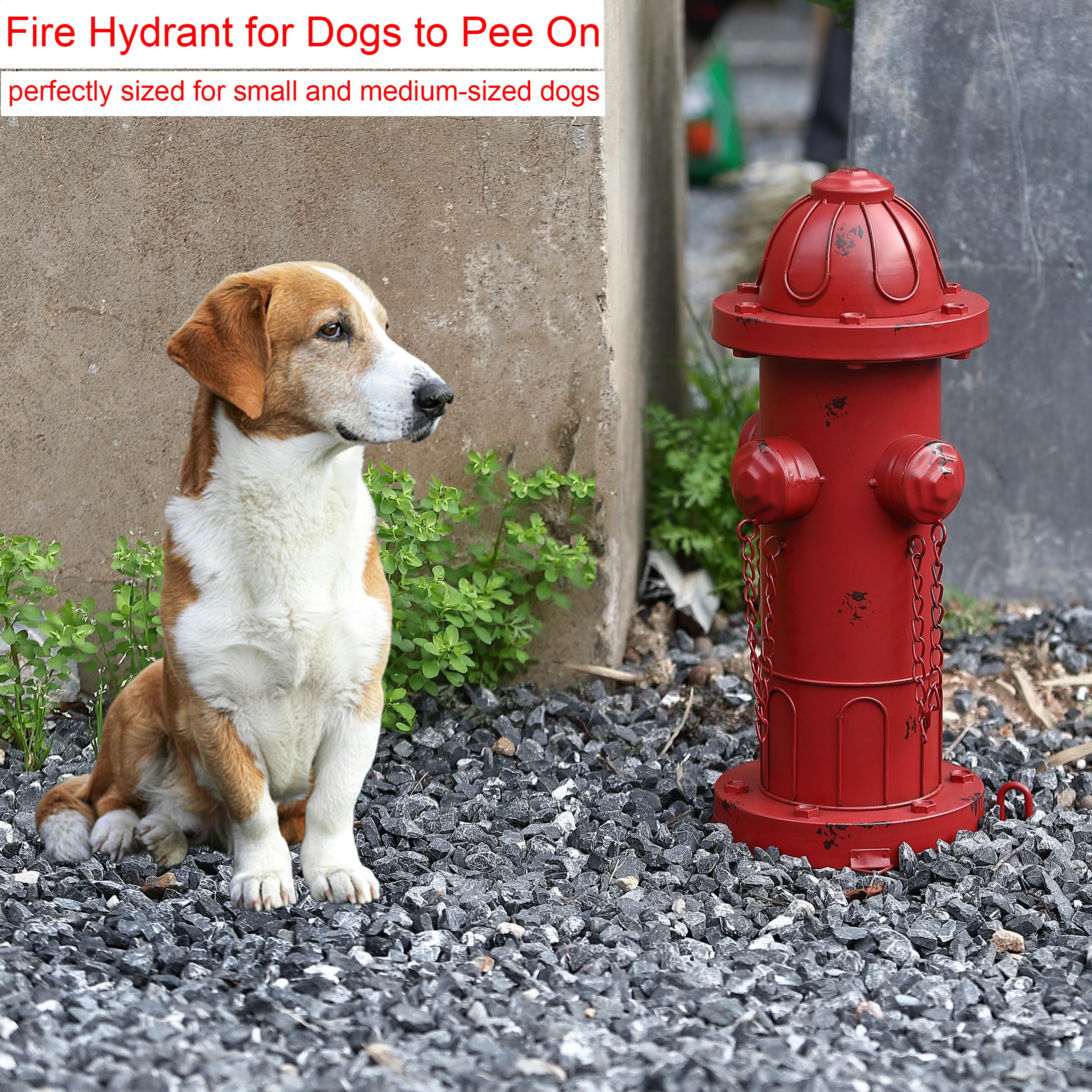 Phaxth metal fire hydrant with ground stake for stable placement.