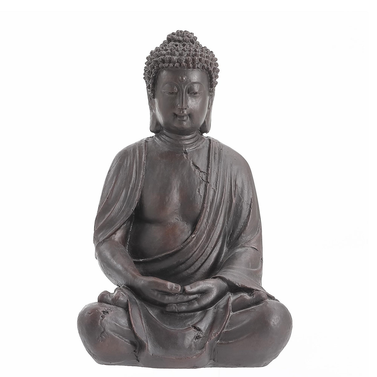 Phaxth 15-inch outdoor Buddha statue with bronze finish for durable garden decor.