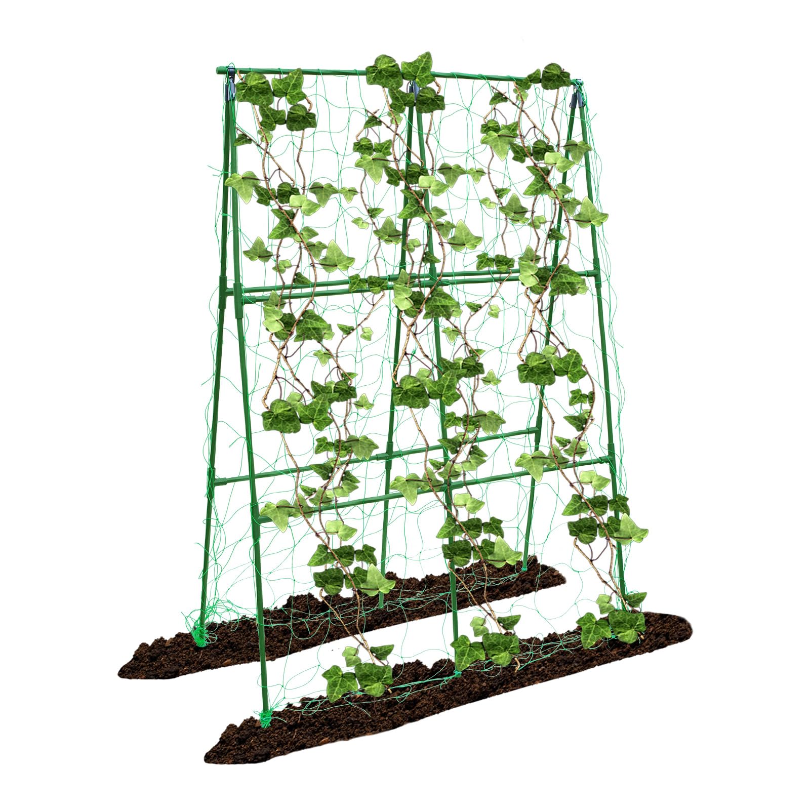 PHENEAHILL compact A-frame trellis close-up demonstrates easy assembly for peas and beans.