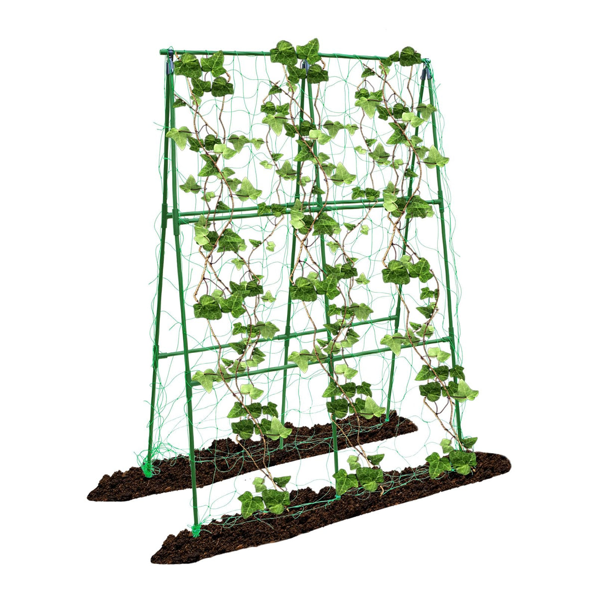 PHENEAHILL compact A-frame trellis close-up demonstrates easy assembly for peas and beans.
