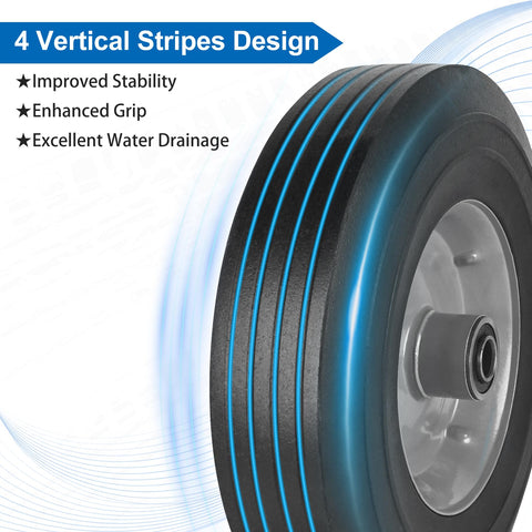 phepetroll 10in dolly wheel features thick rubber and tread grip for uneven surfaces.