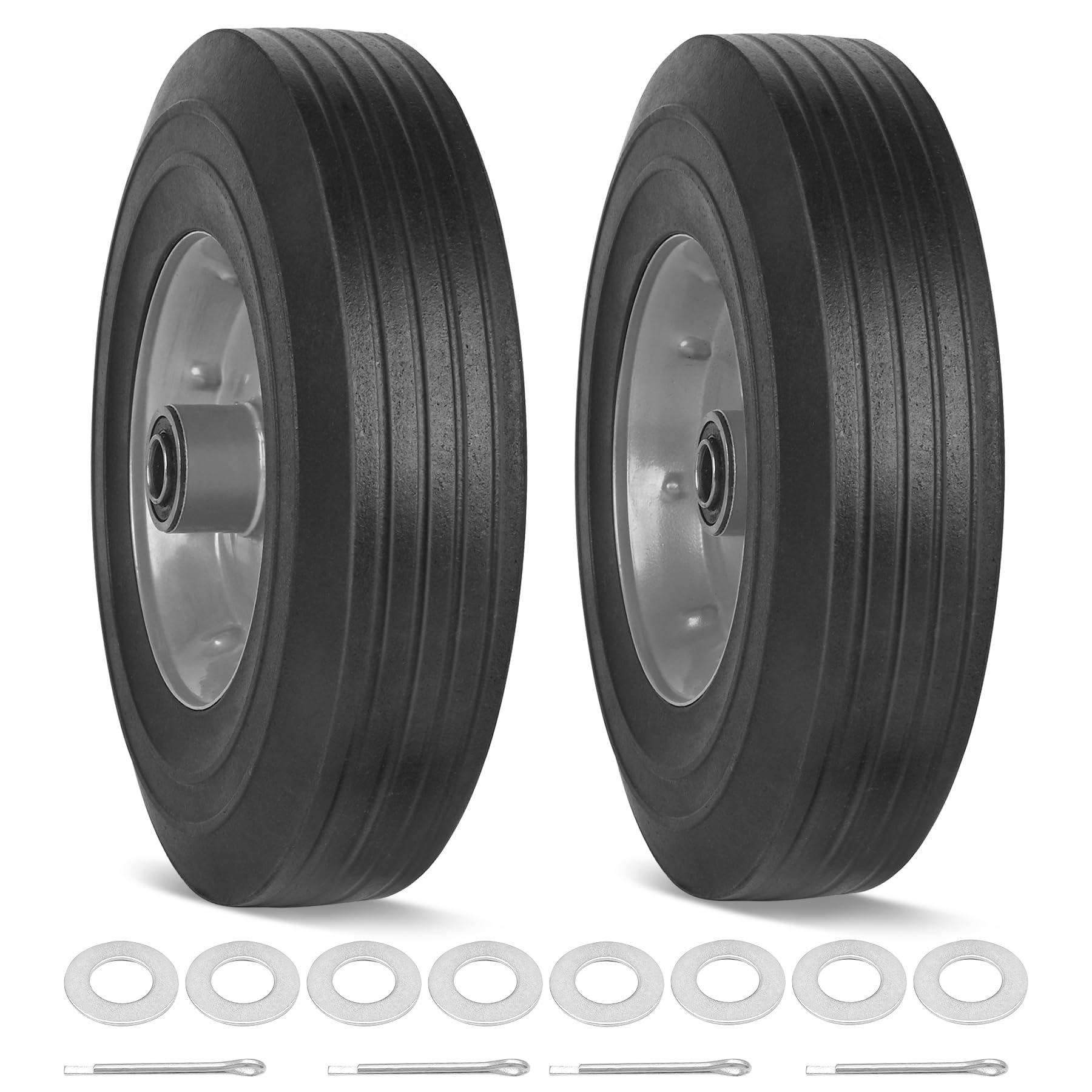 phepetroll 10in flat-free rubber tire for hand trucks offers dependable, maintenance-free rolling.