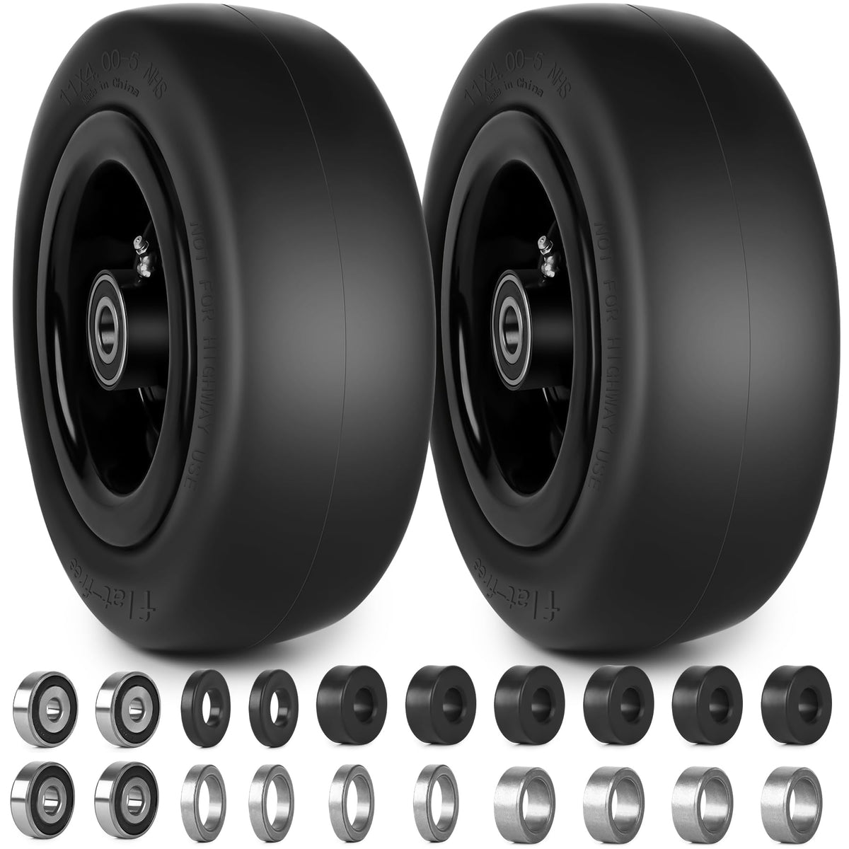 Phepetroll 11x4-5 flat-free front tire for zero-turn mowers with reliable grip