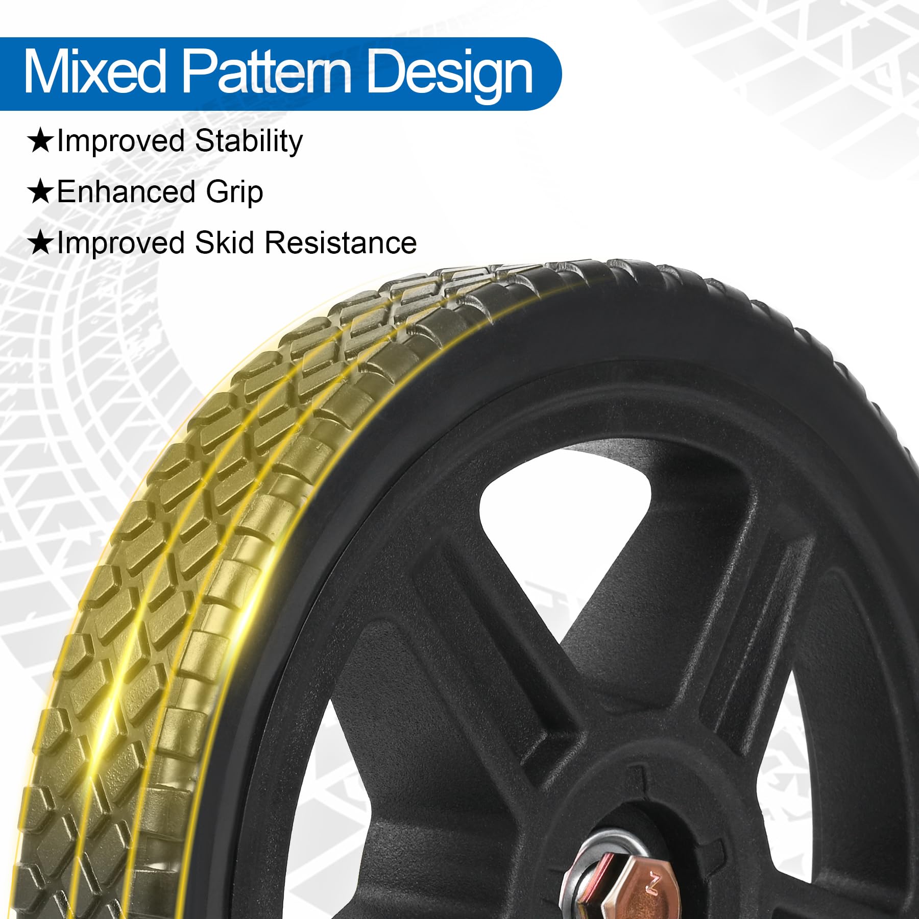 Phepetroll 12-inch wheels kit shows bearing and hub compatibility.