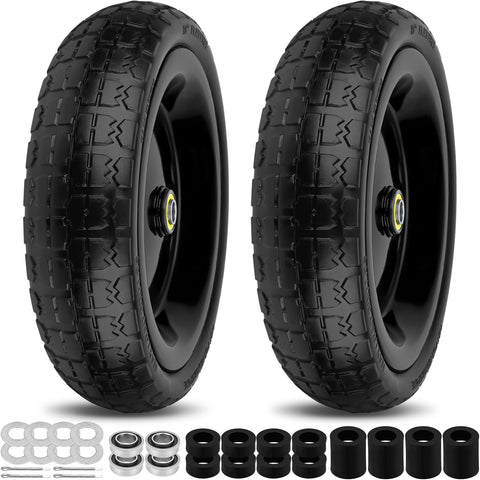 Phepetroll 13-inch flat-free wheel front view for wheelbarrows and carts.