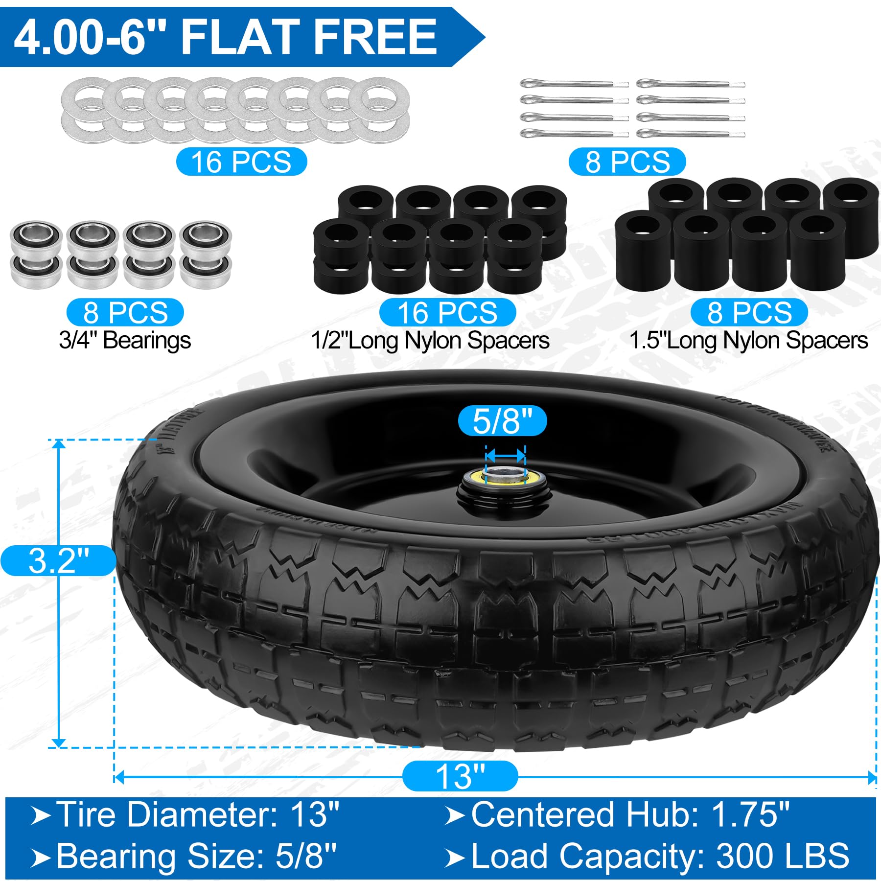 Phepetroll tire with serrated tread for improved traction on uneven ground.