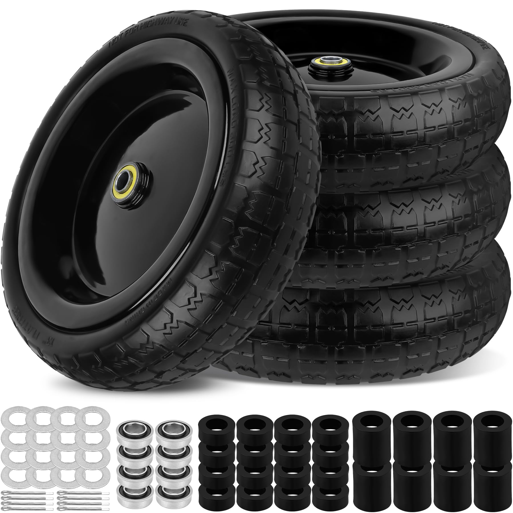 Phepetroll 13-inch flat-free tire side view for durable wheel replacements.