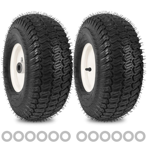 Phepetroll 15x6-00-6nhs front tire side view showing stability on grass