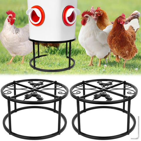 Phepetroll 2-piece metal stand for chicken feeder showing sturdy base and stability