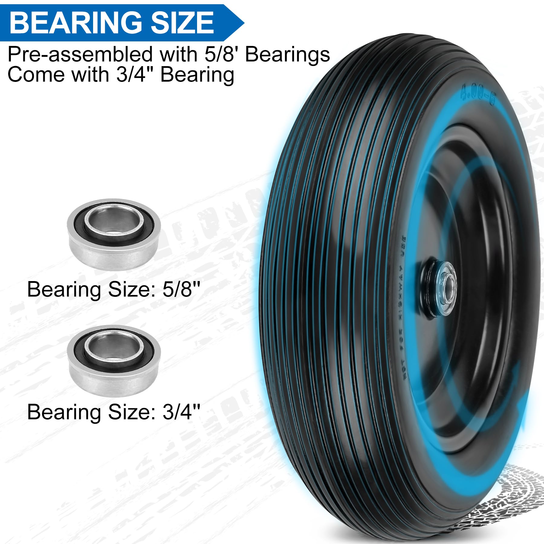 Phepetroll wheel with 5/8- and 3/4-inch bearing options for compatibility