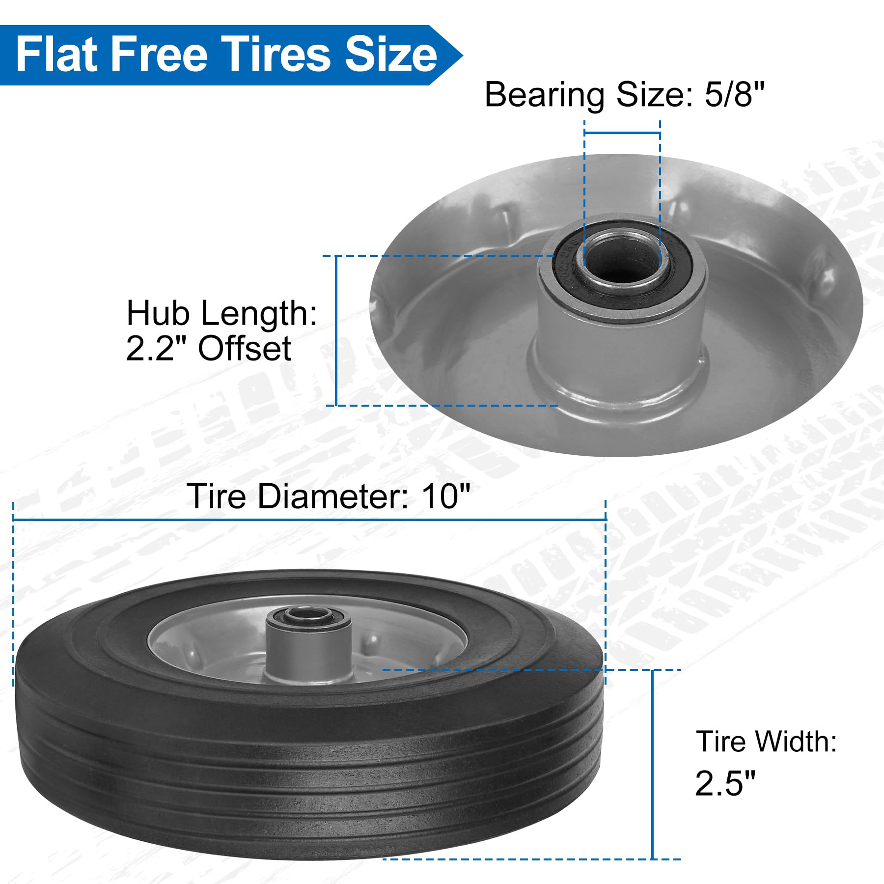 phepetroll solid flat-free wheel with 5/8in axle improves durability for heavy-duty carts.