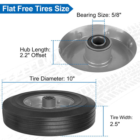 phepetroll solid flat-free wheel with 5/8in axle improves durability for heavy-duty carts.